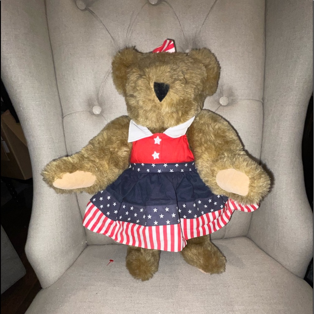 Retired Vermont Teddy Bear Company 15" All American Mom Bear Proud Red White Blu